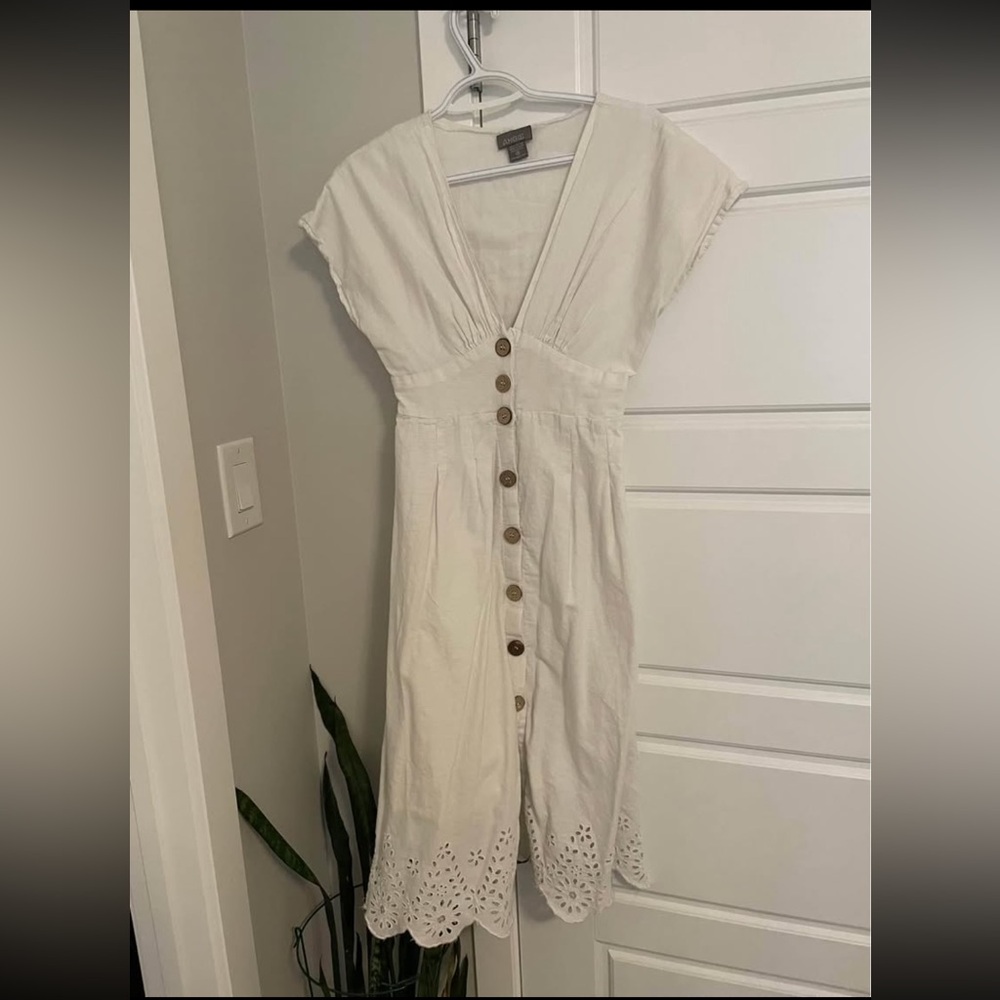 Angie Cream Button-Front Midi Dress